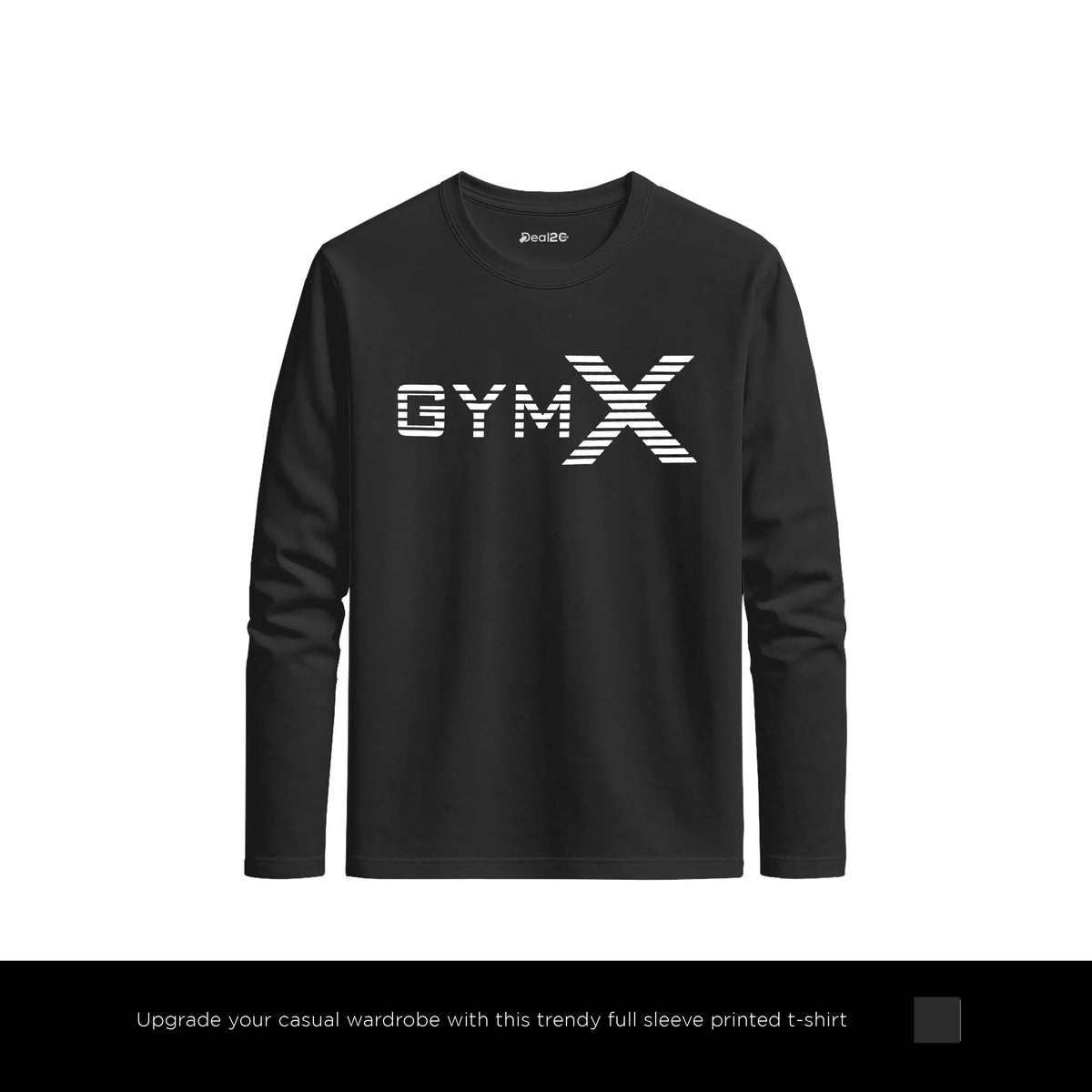 Flex Gym X Printed Black Long Sleeve T-Shirt for Men