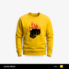Fire Punch Printed Yellow Sweatshirt for Men