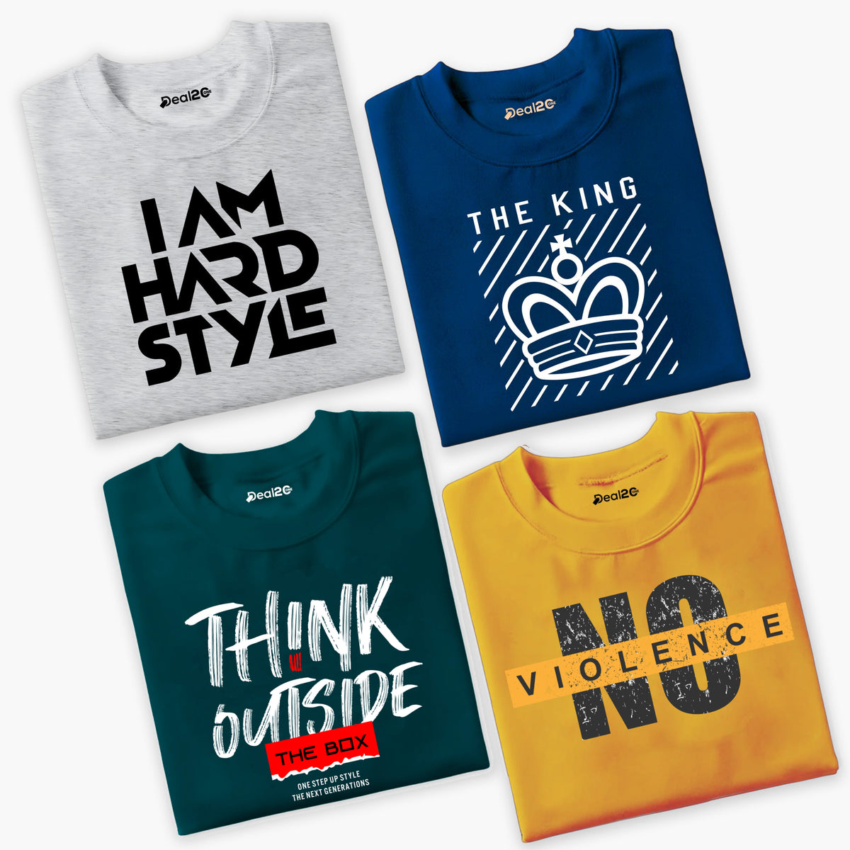 Pack of 4 Think Awesome King Style Printed Summer T-Shirts For Tween Kids