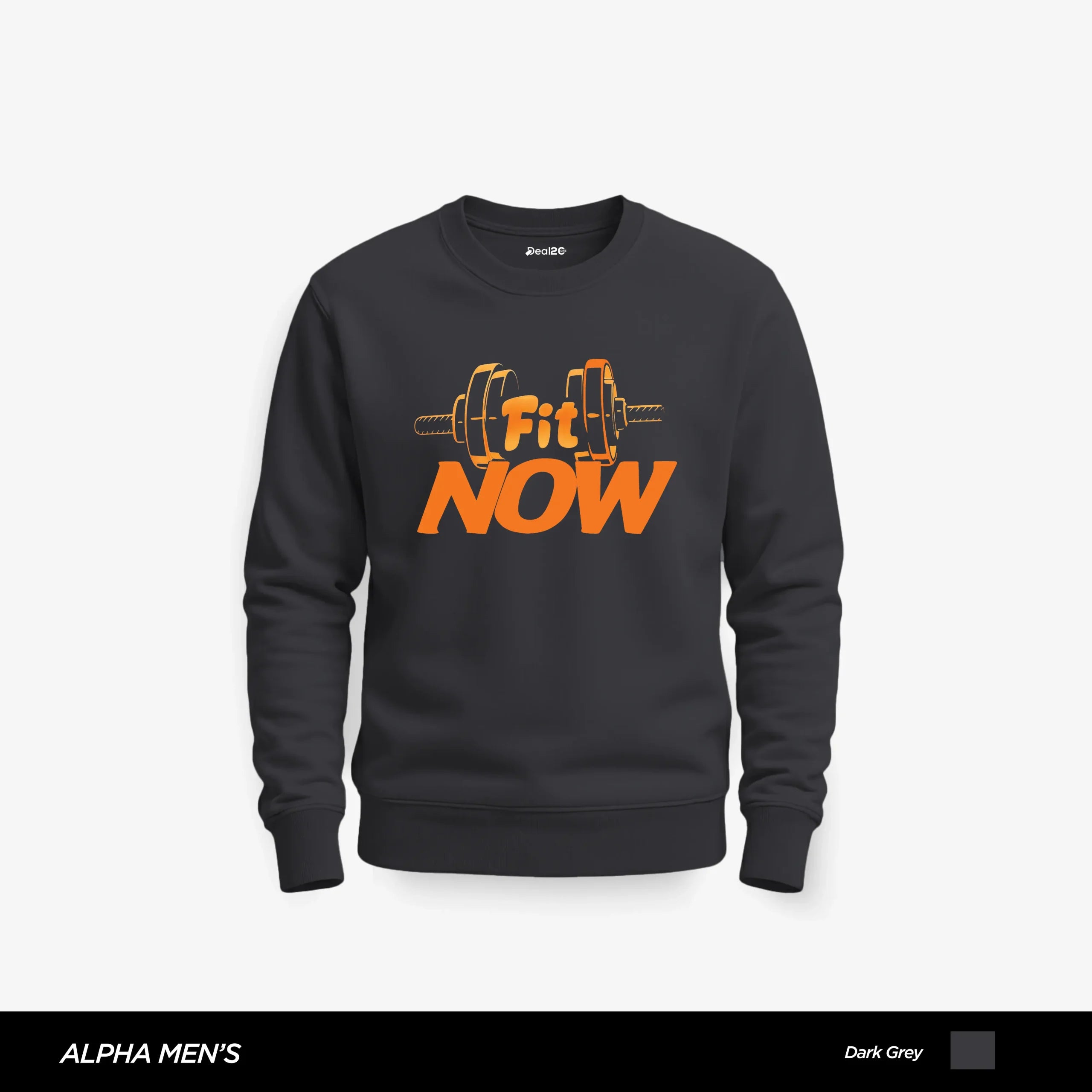 Fit Dumbbell Printed Dark Grey Sweatshirt for Men