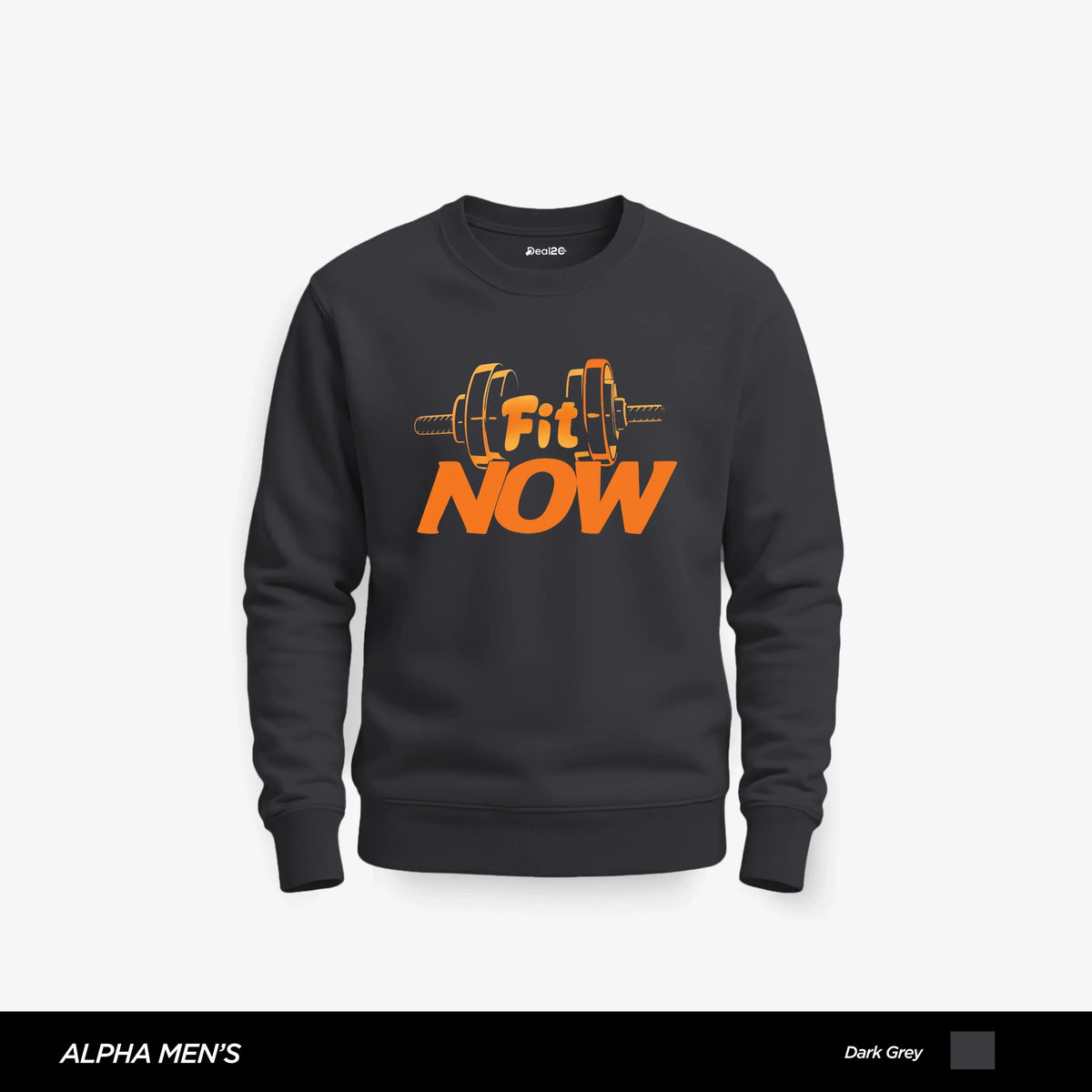 Fit Dumbbell Printed Dark Grey Sweatshirt for Men