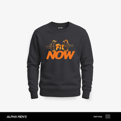 Fit Dumbbell Printed Dark Grey Sweatshirt for Men