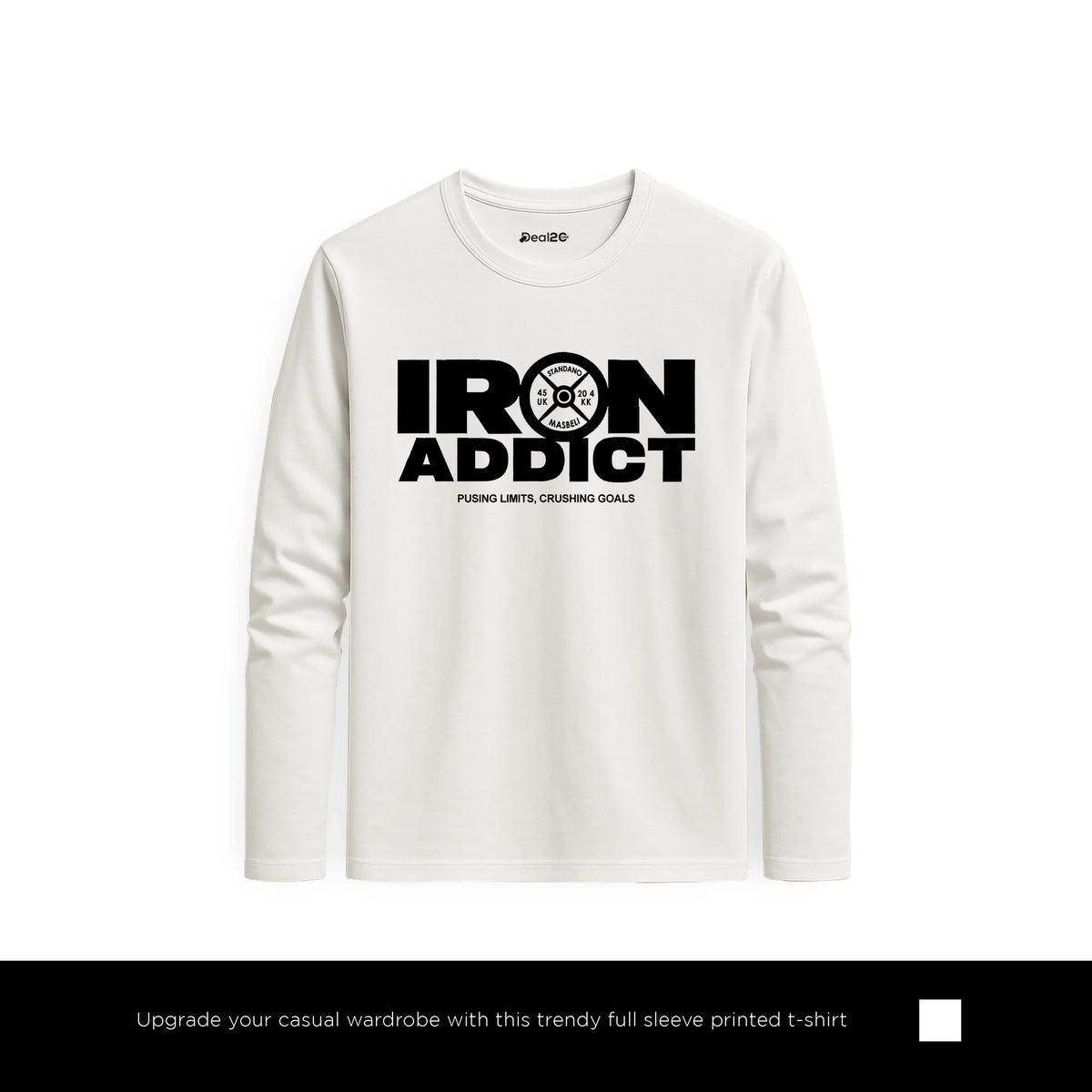 Iron Goals Printed White Long Sleeve T-Shirt for Men