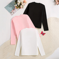 Pack of 3 Floral Sunflower Butterfly Printed Long Sleeve T-Shirts for Girls