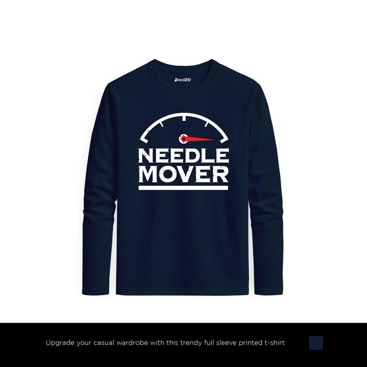 Real Needle Mover Printed Navy Blue Long Sleeve T-Shirt for Men