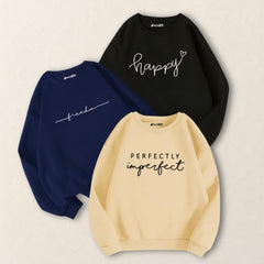 Pack of 3 Perfectly Happy Freedom Printed Sweatshirts for Women