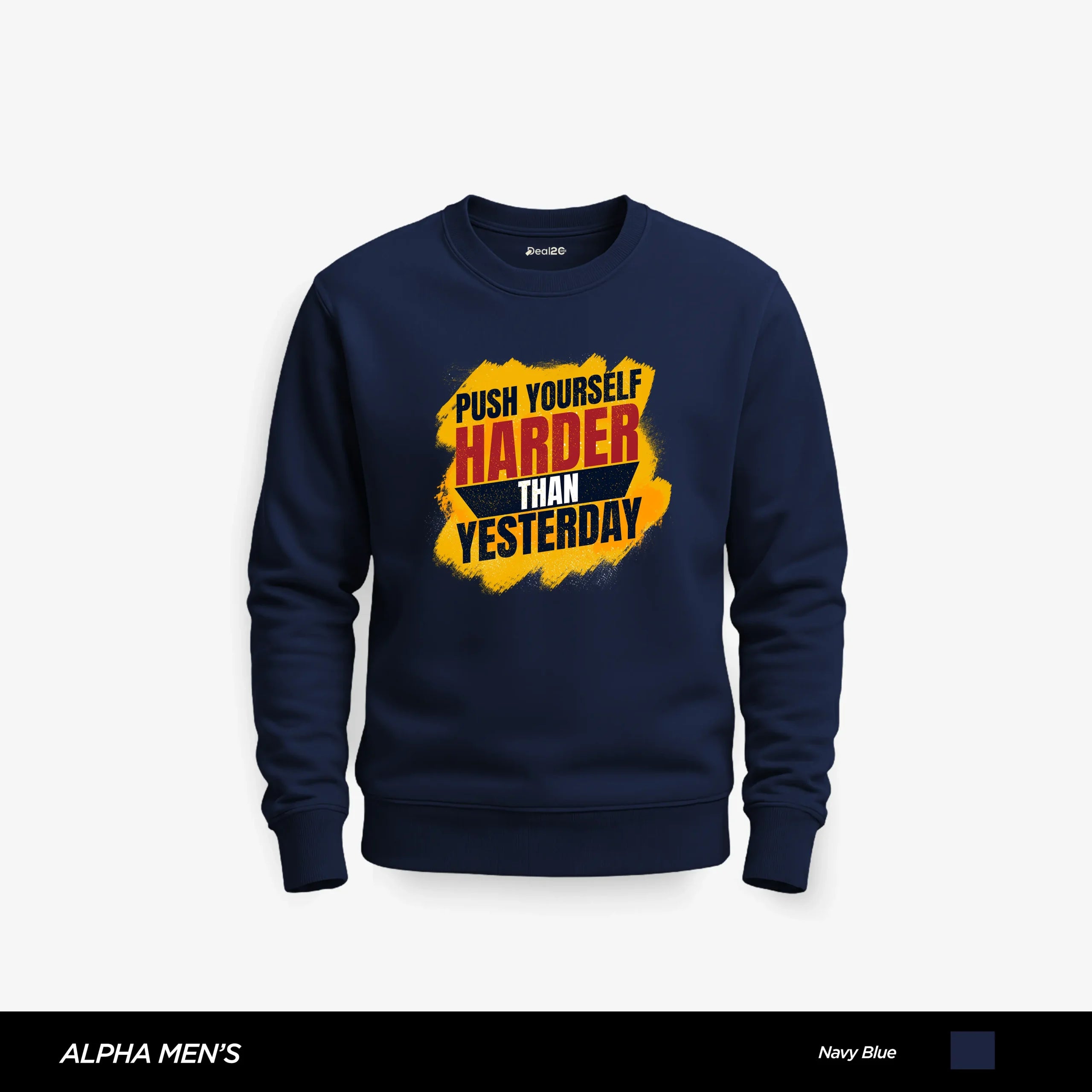 Push Harder Printed Navy Blue Sweatshirt for Men