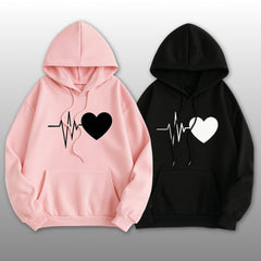 Pack of 2 Heartbeat Printed Hoodies for Women