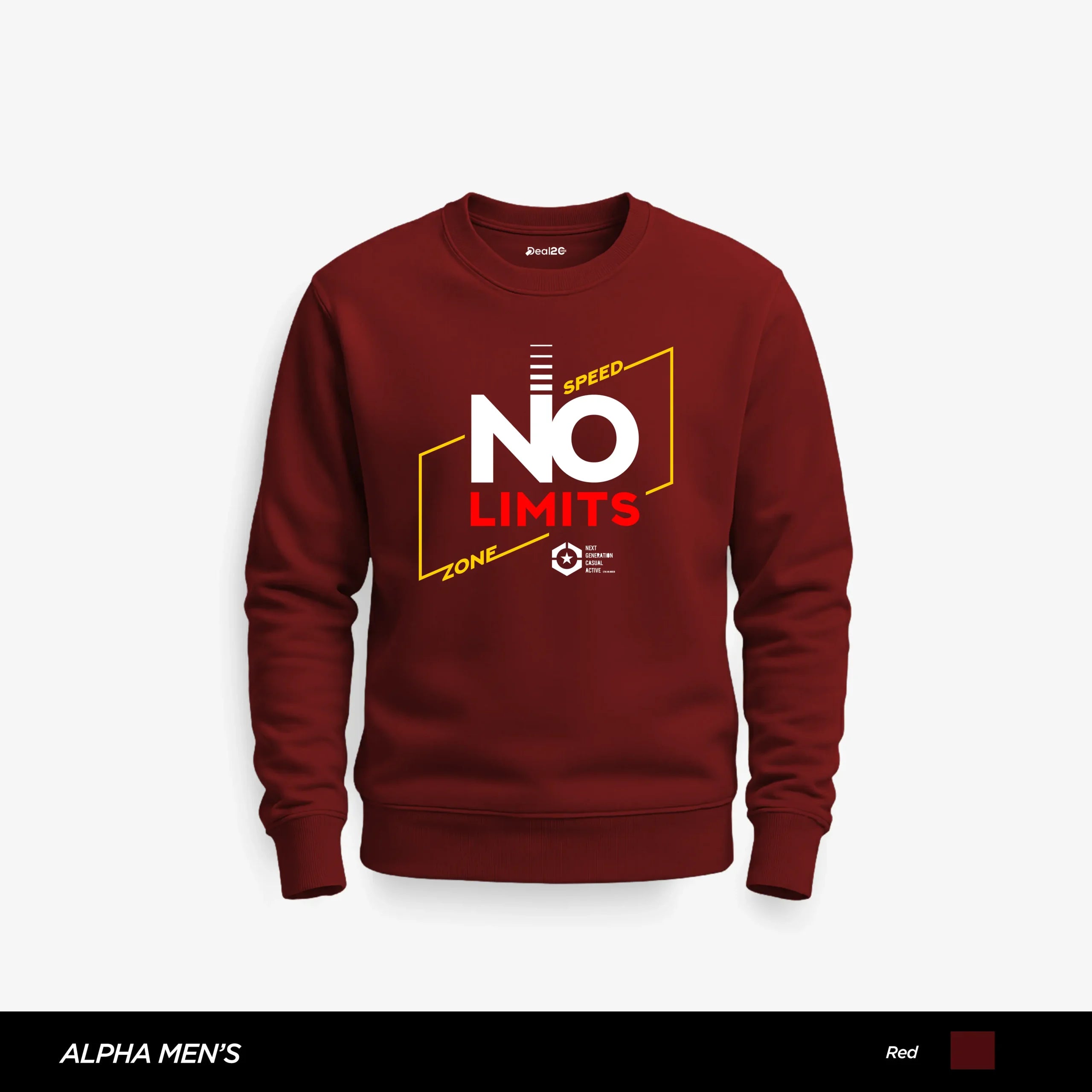 No Speed Limits Printed Red Sweatshirt for Men