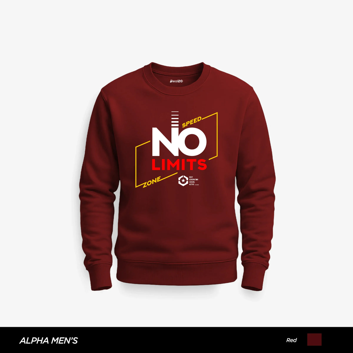 No Speed Limits Printed Red Sweatshirt for Men