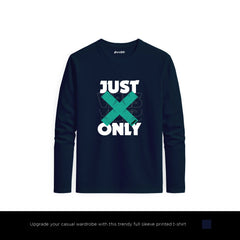 Just Only Printed Navy Blue Long Sleeve T-Shirt for Men