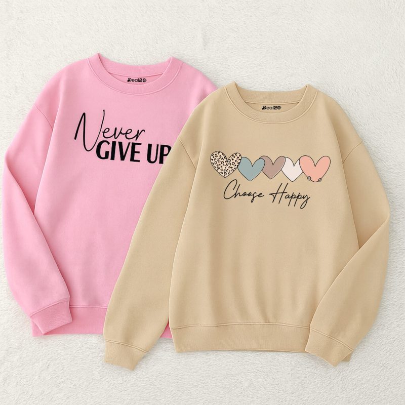 Pack of 2 Choose Happy Printed Sweatshirts for Women