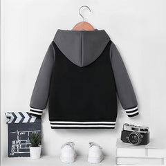 Start Graphic Black & Grey Zipper Hoodie for Kids