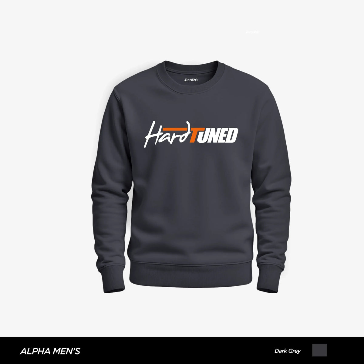 Hard Tuned Printed Dark Grey Sweatshirt for Men