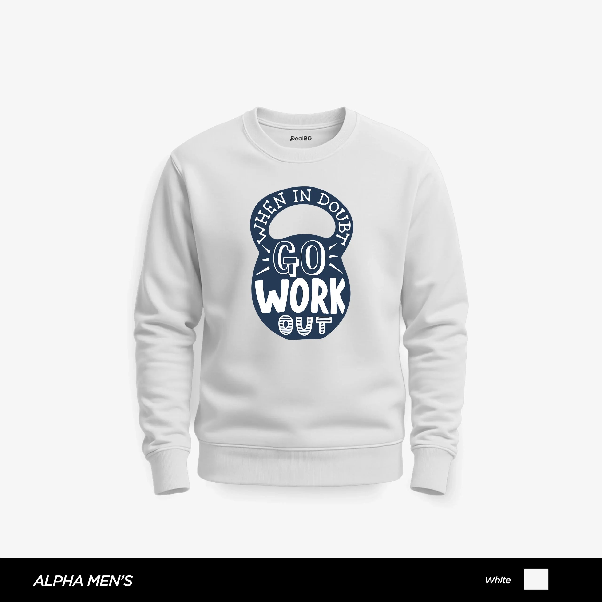 Go Work Out Printed White Sweatshirt for Men