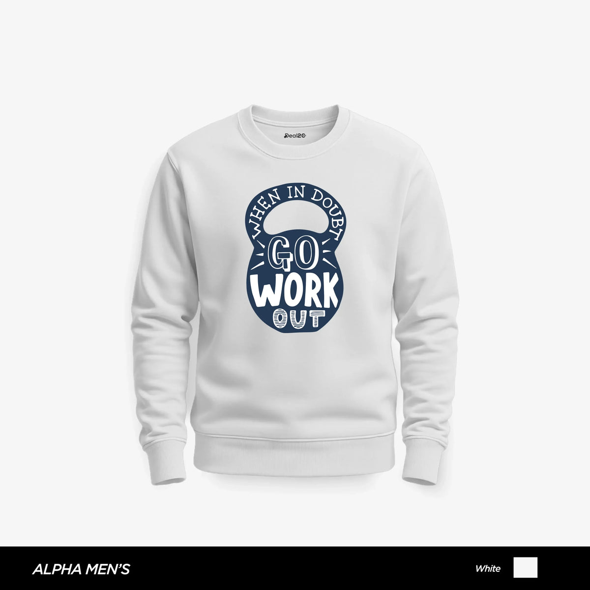 Go Work Out Printed White Sweatshirt for Men