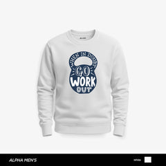 Go Work Out Printed White Sweatshirt for Men