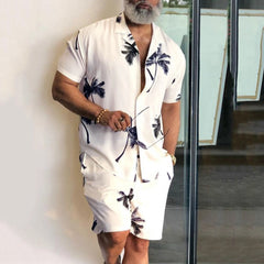 Mens Hawaiian Shirt And Shorts Beach Wear Holiday Printed Summer Suit