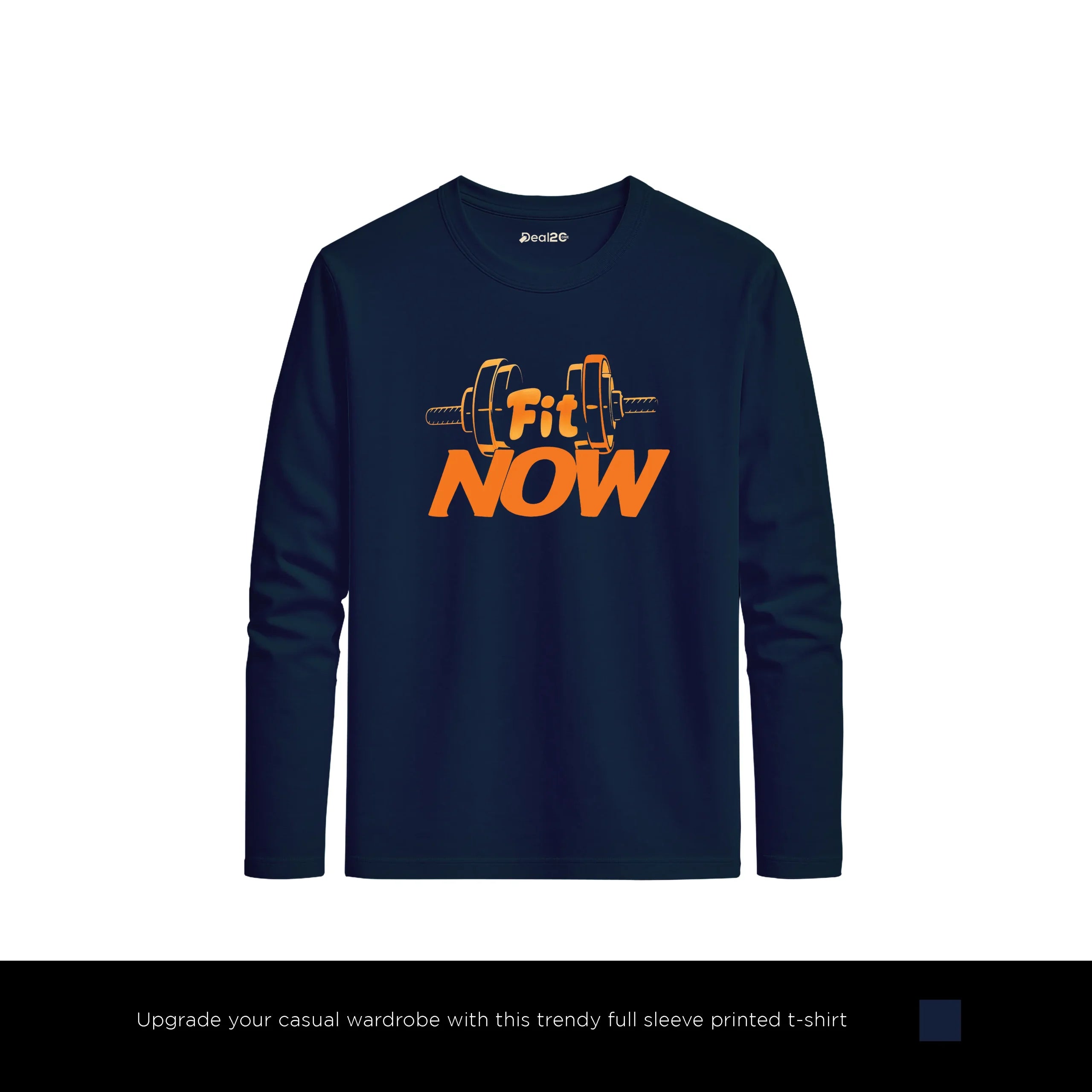 Iron Fit Now Printed Navy Blue Long Sleeve T-Shirt for Men