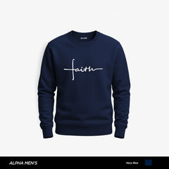 Faith Mode Printed Navy Blue Sweatshirt for Men