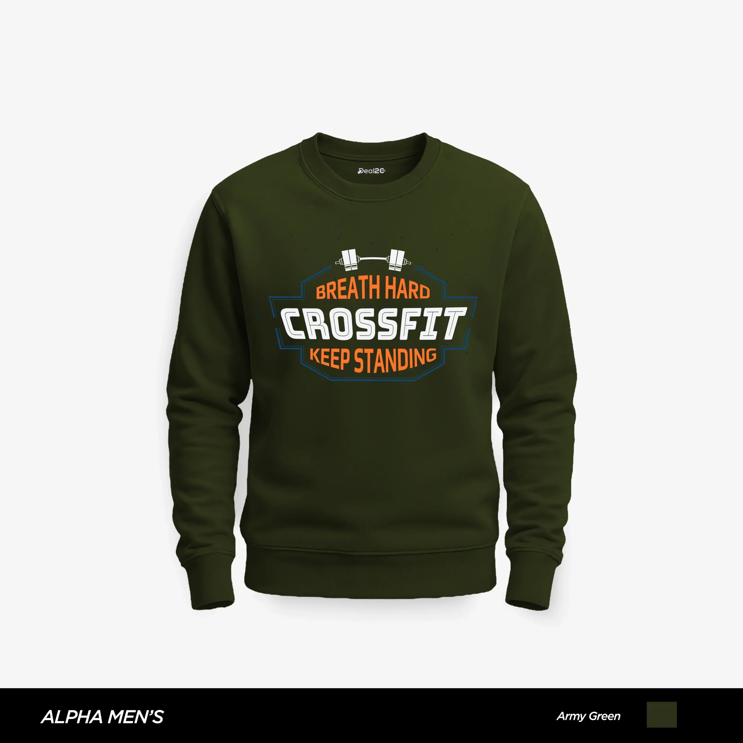 Hard Crossfit Printed Army Green Sweatshirt for Men