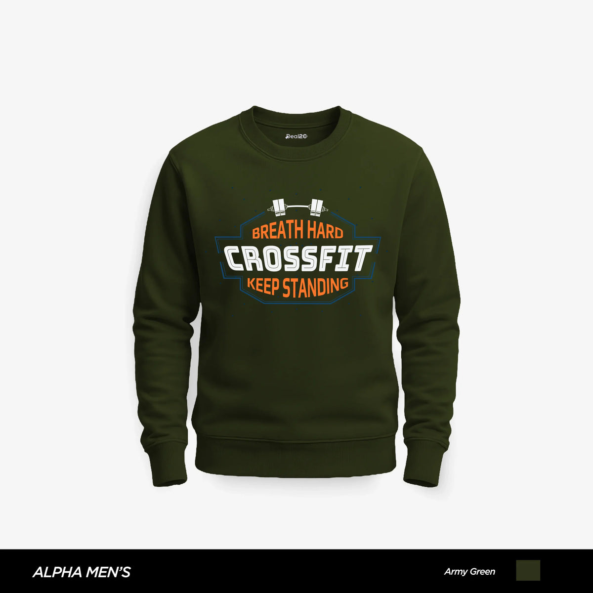 Hard Crossfit Printed Army Green Sweatshirt for Men