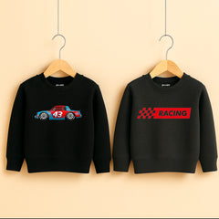 Pack of 2 Car Racing Printed Sweatshirts for Young Kids