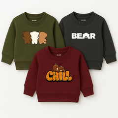 Pack of 3 Chill Bear Printed Sweatshirts for Young Kids