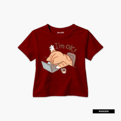 Pack of 4 Cute Cat Not Ok Printed Summer T-Shirts For Girls