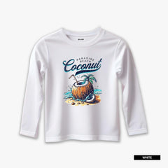 Pack of 4 Coconut Santa Surf Rider Printed Long Sleeve T-Shirts For Tween Kids