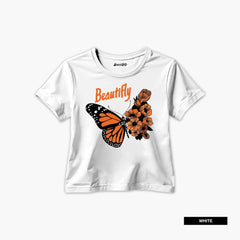 Pack of 3 Made Positive Beautifly Printed Summer T-Shirts For Girls