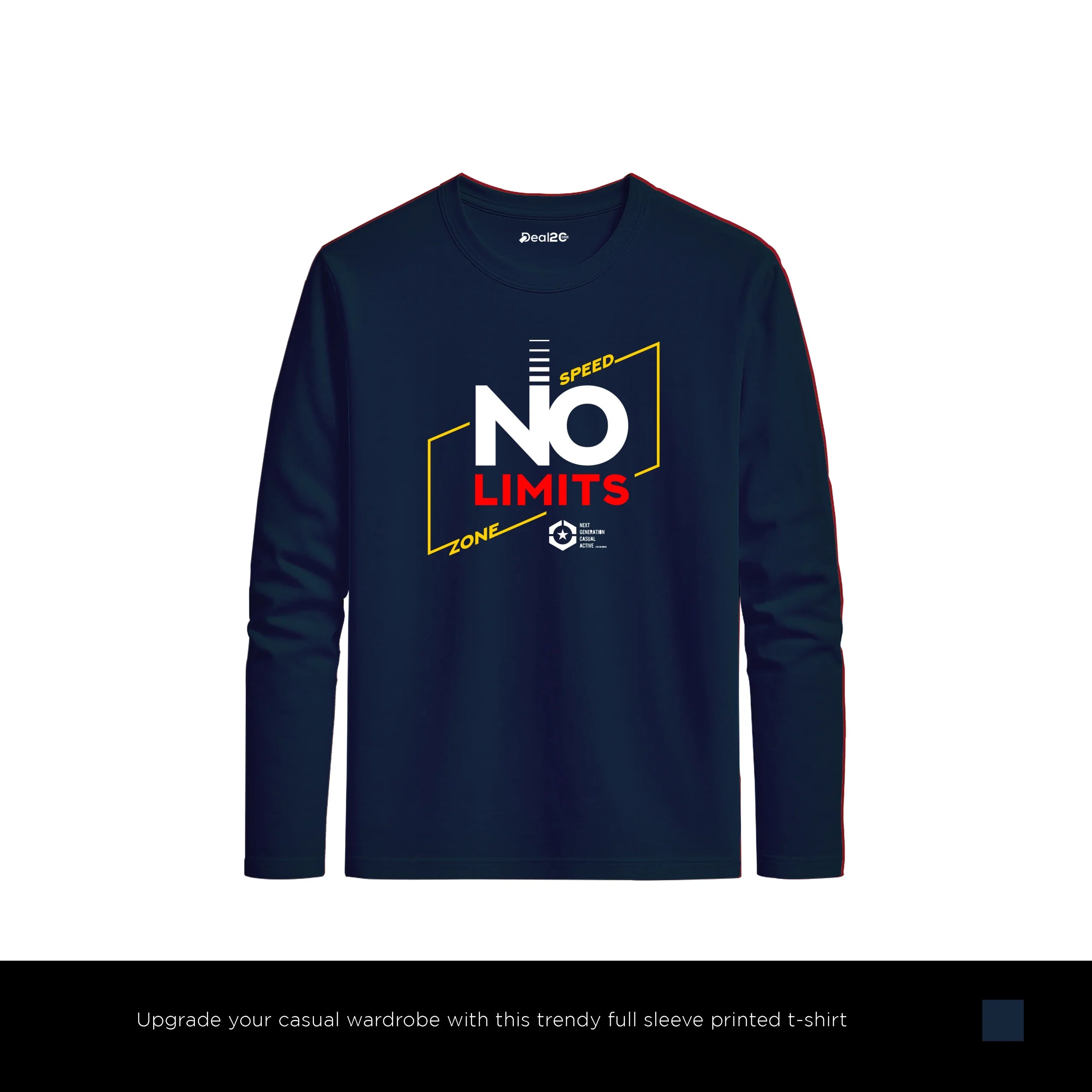 Limit Zone Printed Navy Blue Long Sleeve T-Shirt for Men
