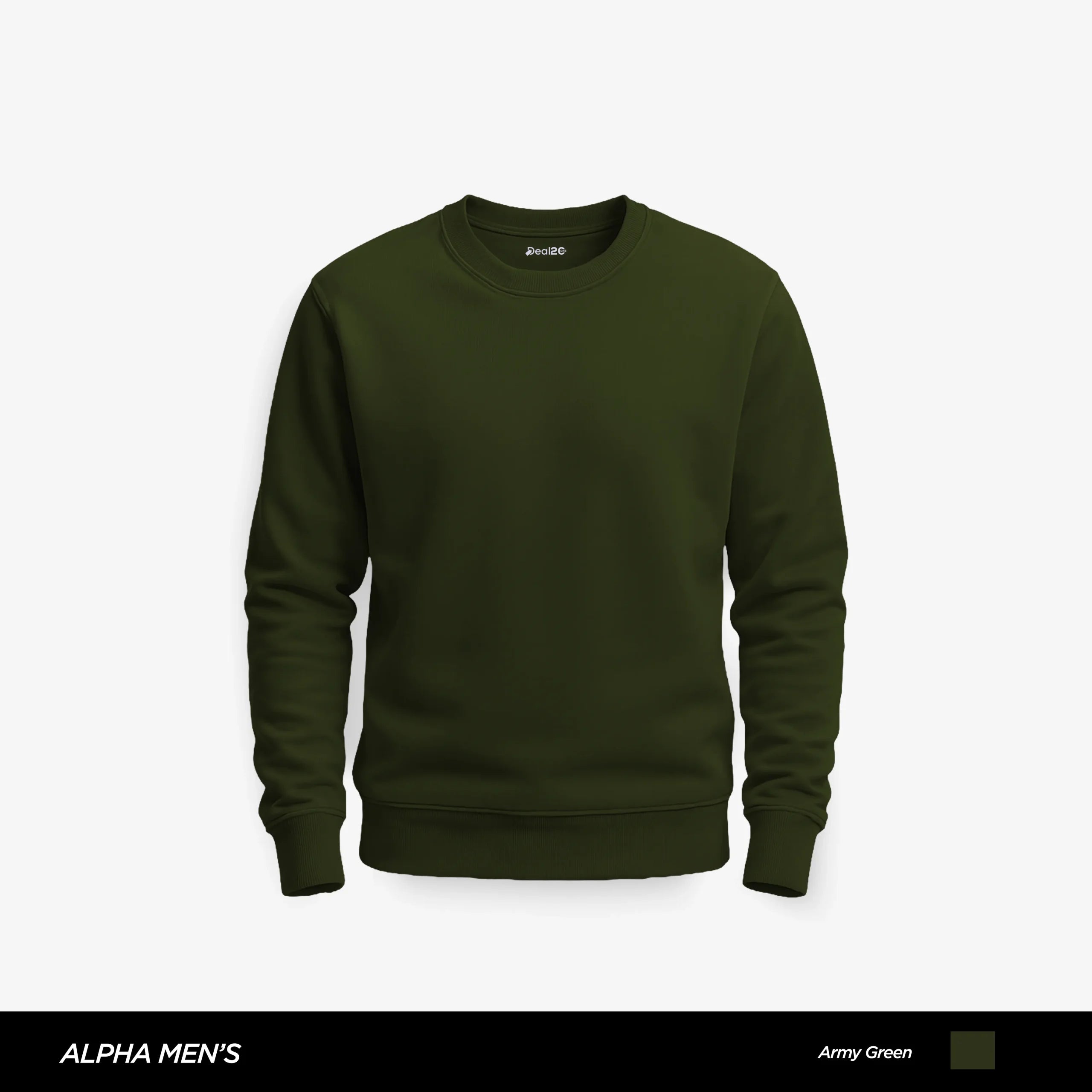 Core Plain Army Green Sweatshirt for Men