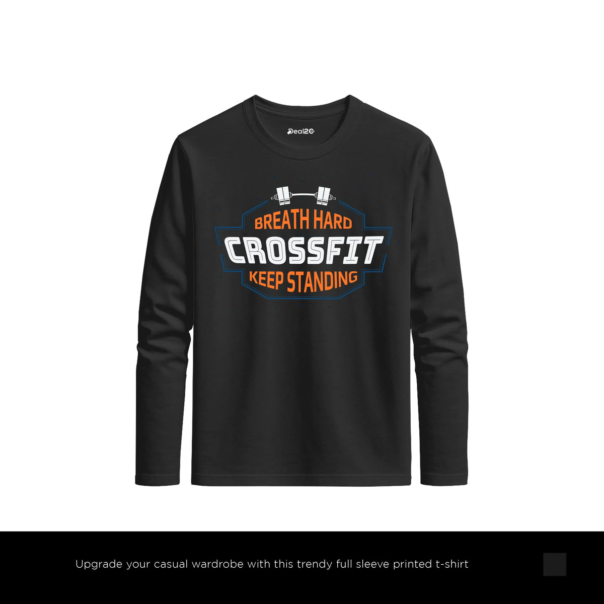 Breath Hard Printed Black Long Sleeve T-Shirt for Men