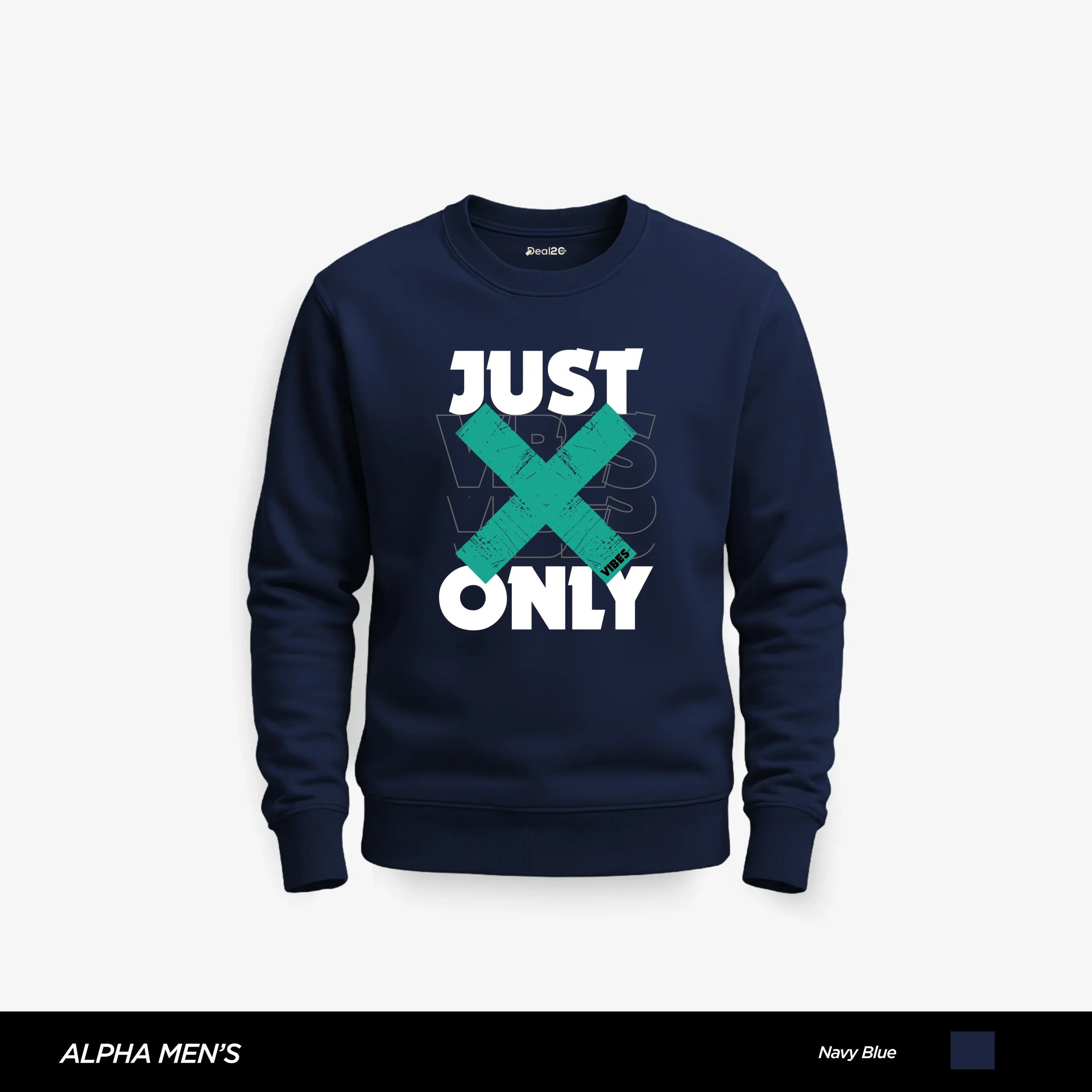 Just Vibe Only Printed Navy Blue Sweatshirt for Men