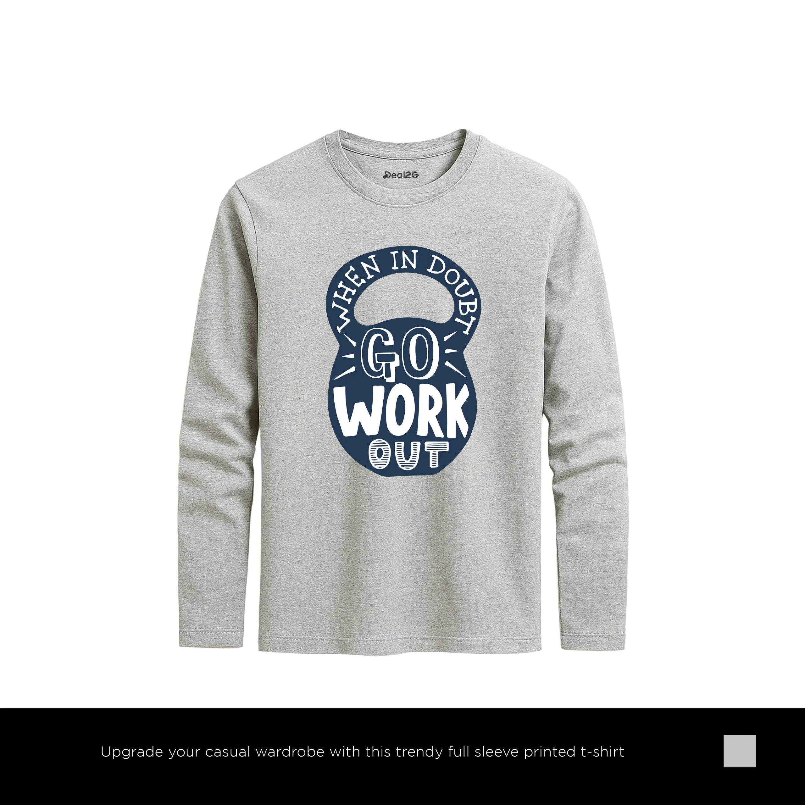 Doubt Out Printed Heather Grey Long Sleeve T-Shirt for Men