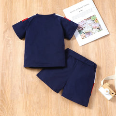 Kids Casual Colorblock Future Print Short Suit