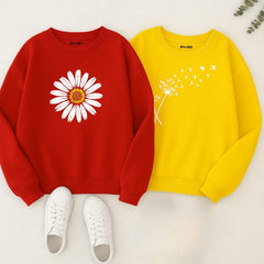 Pack of 2 Sunflower Printed Sweatshirts for Women