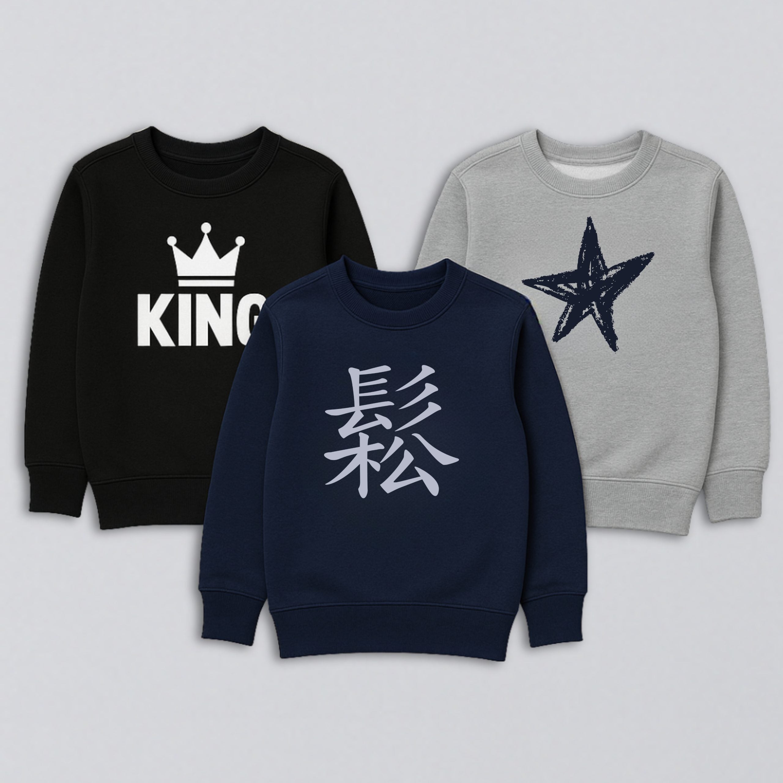 Pack of 3 Star King Graphic Sweatshirts for Tweens