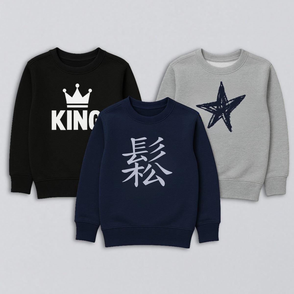 Pack of 3 Star King Graphic Sweatshirts for Tweens