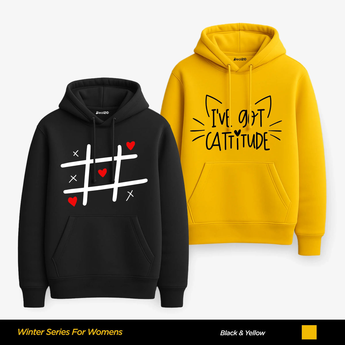 Pack of 2 Got Cattitude Printed Hoodies for Women