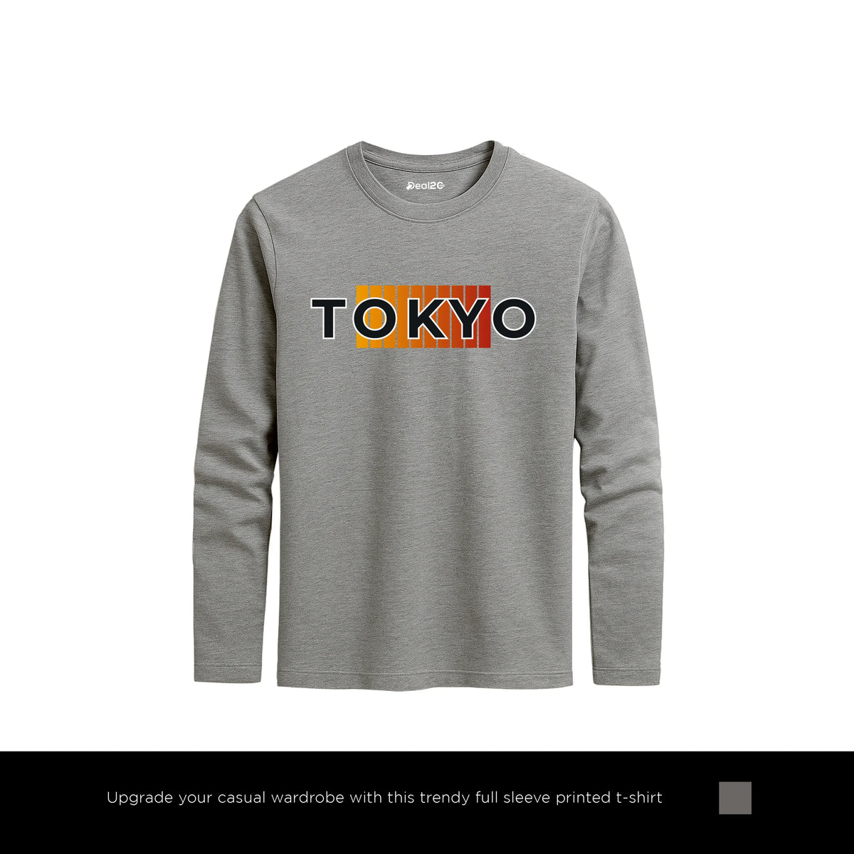 Zone Tokyo Printed Charcoal Long Sleeve T-Shirt for Men