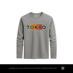 Zone Tokyo Printed Charcoal Long Sleeve T-Shirt for Men