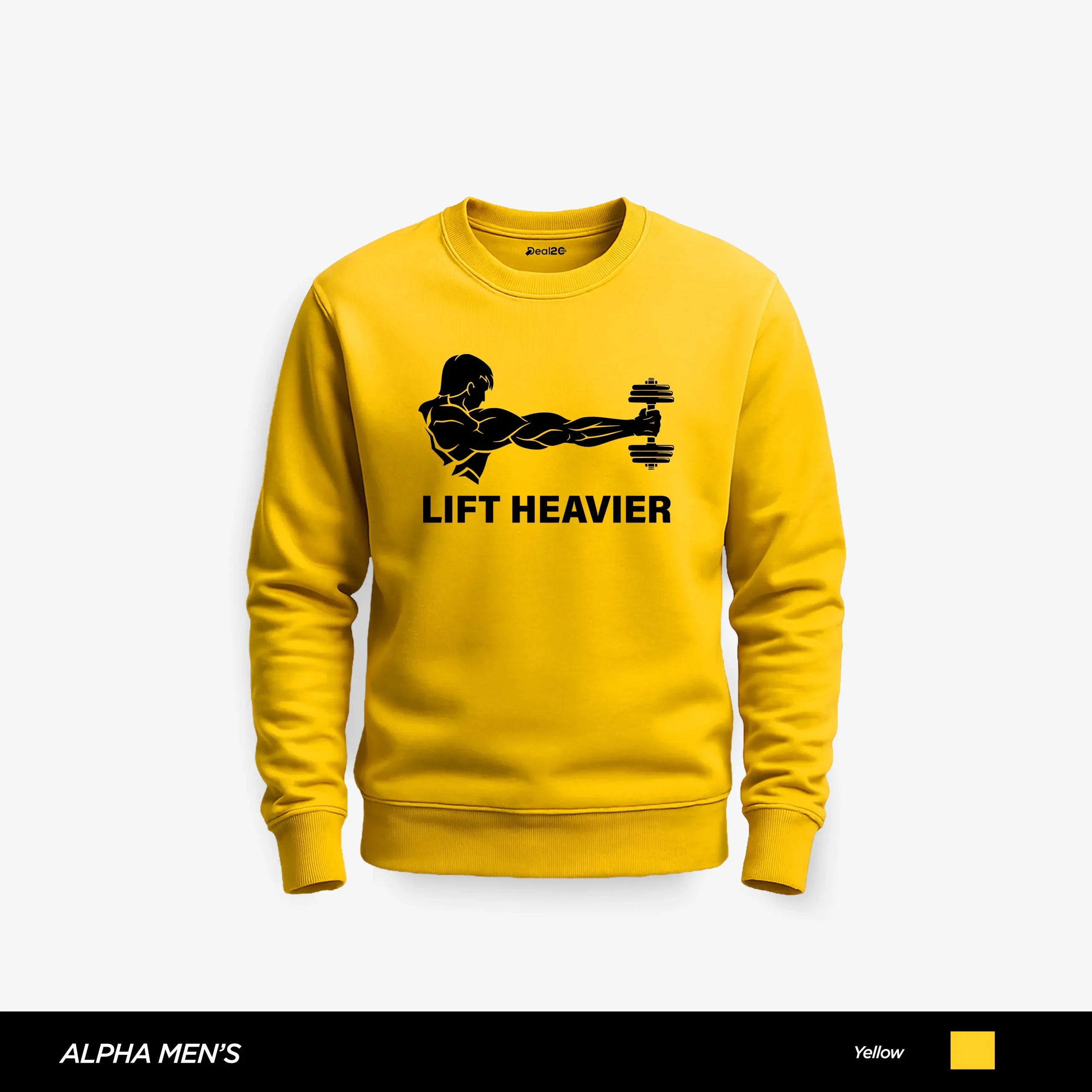Lift Heavier Printed Yellow Sweatshirt for Men