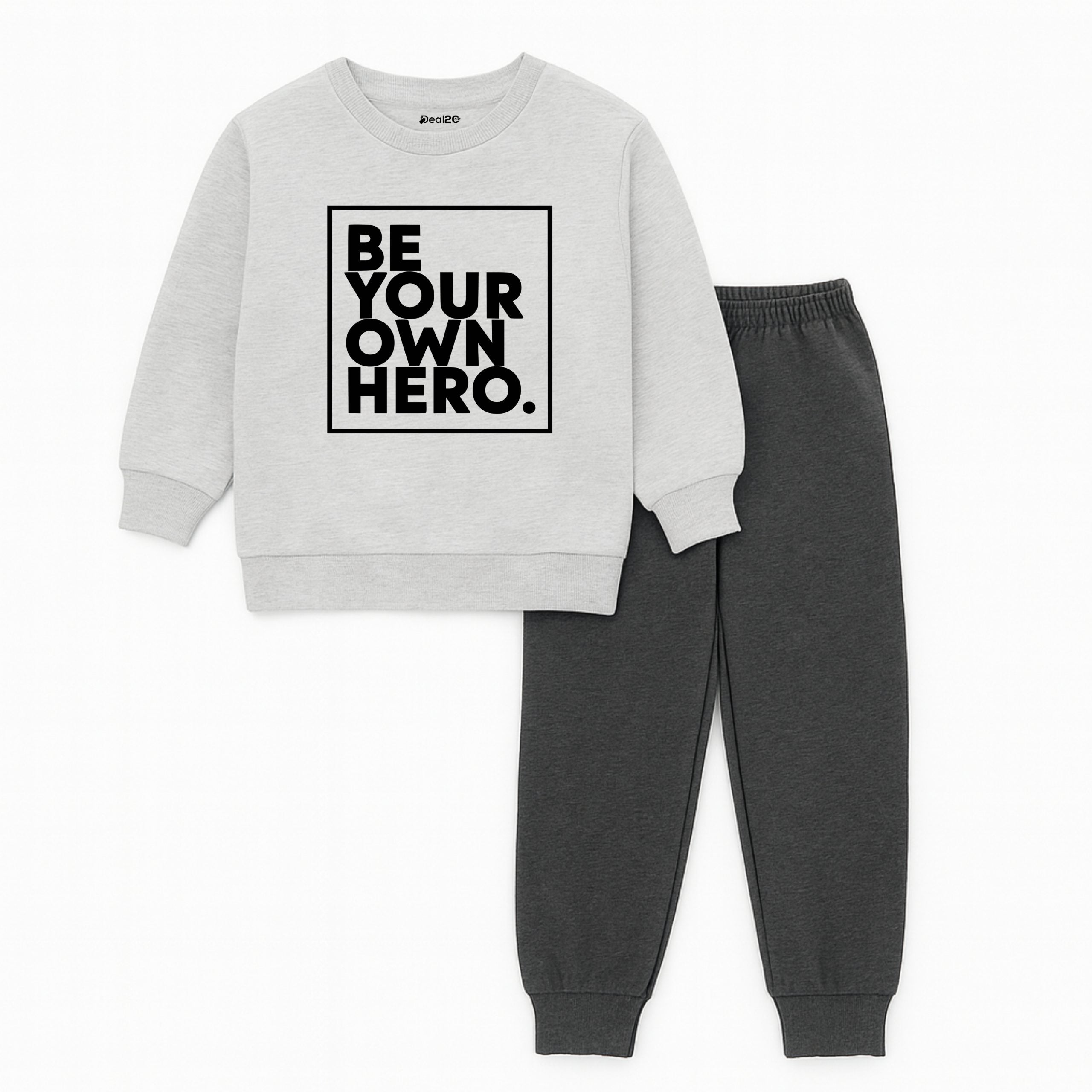 Be Your Own Hero Contrast Sweatshirt Tracksuit for Tween Kids