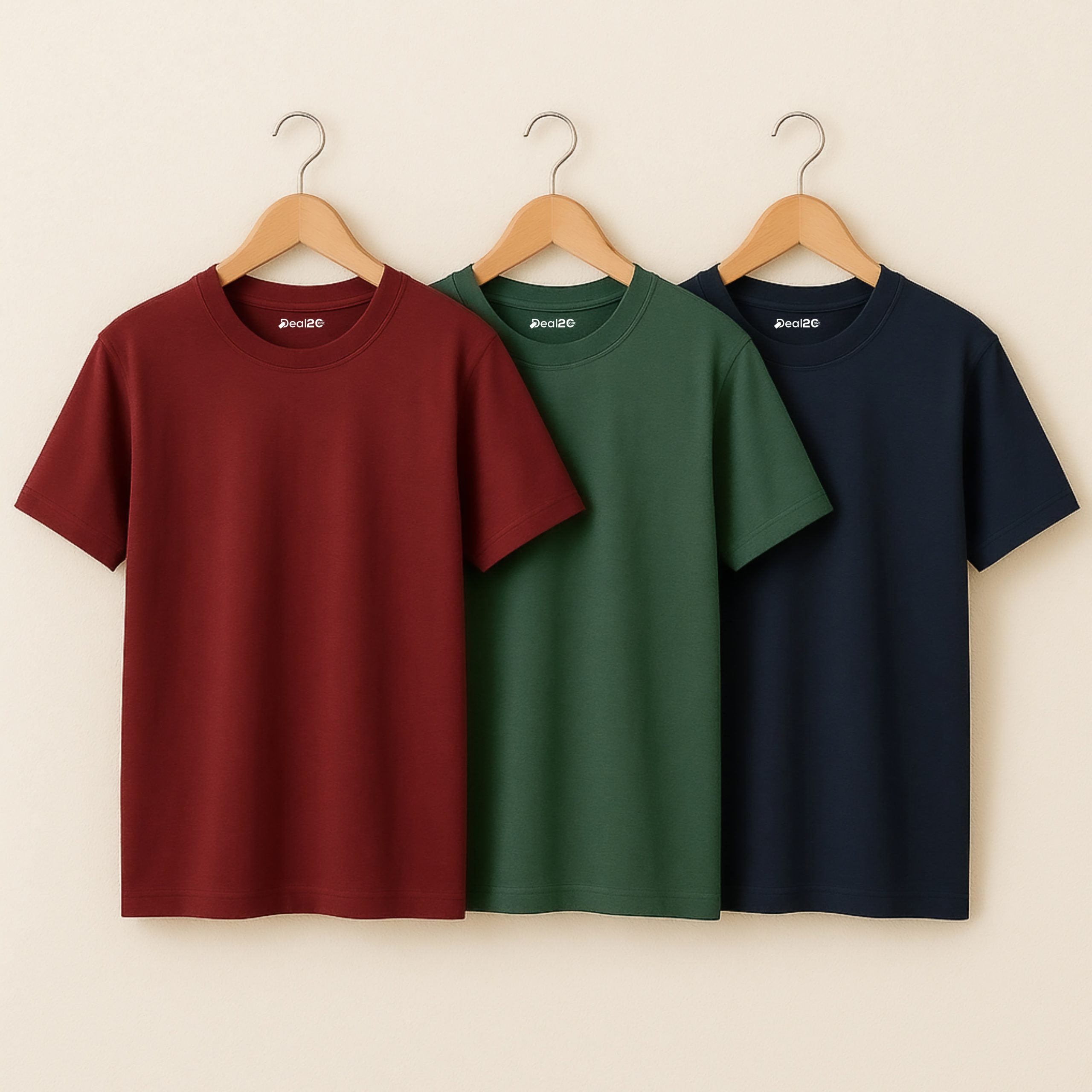 Bundle of 3 Simple Plain T-Shirts for Mens