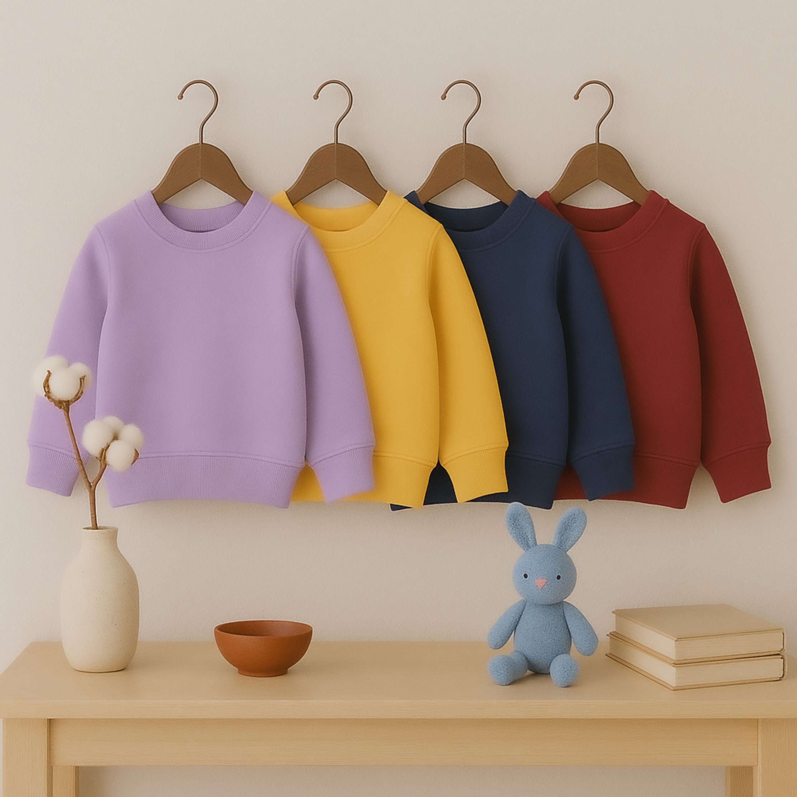 Bundle of 4 Cozzy Plain Sweatshirts for Girls