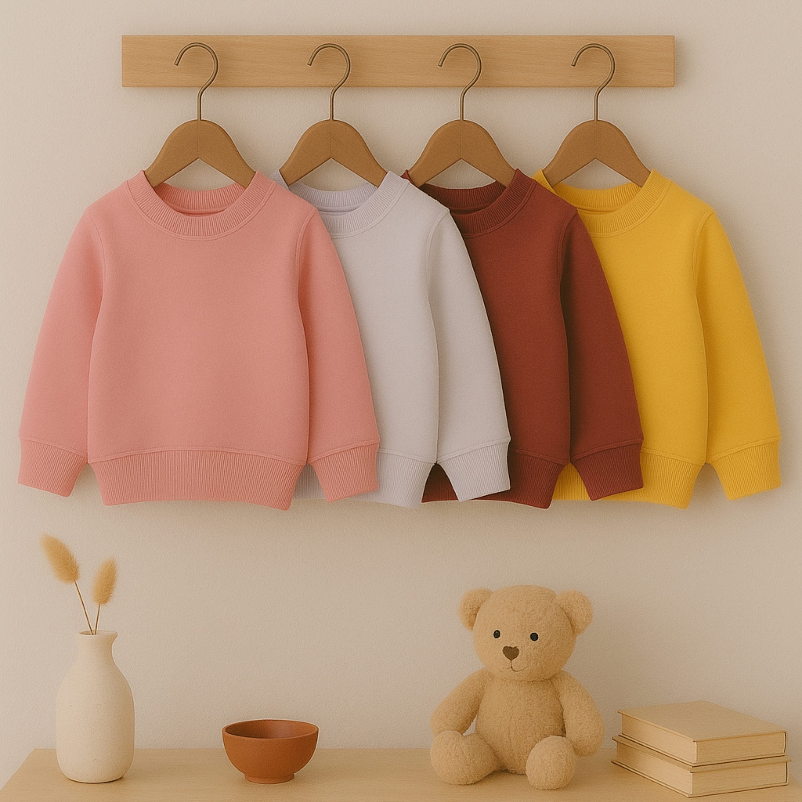 Bundle of 4 Warm Plain Sweatshirts for Girls