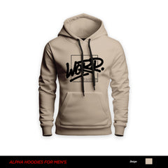 Word Alpha Printed Beige Hoodie For Men