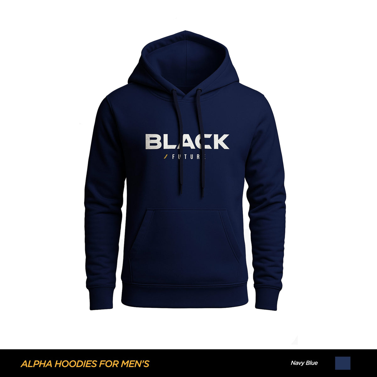 Black Future Printed Navy Blue Hoodie For Men